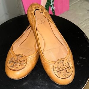 TORY BURCH Camel Leather Ballerina Flats Women’s Size 7.5